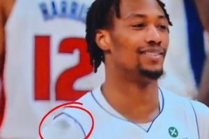 新的受害者出現(xiàn)了！杰倫-布朗還在用發(fā)際線粉霍蘭肩膀一團(tuán)黑