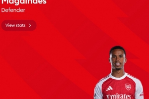 6次解圍，英超官方：加布里埃爾當(dāng)選阿森納1-0水晶宮全場最佳