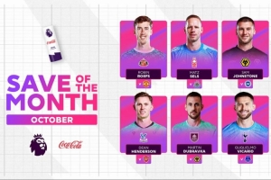 英超10月最佳撲救候選：迪恩-亨德森、維卡里奧、塞爾斯在列
