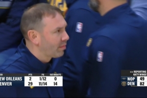 一通狂轟濫炸！第三節(jié)不到8分鐘 掘金轟出29-2領(lǐng)先鵜鶘33分！