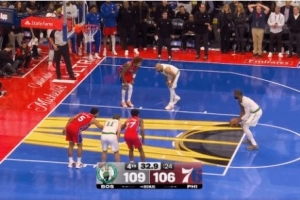 真給機會呀！凱爾特人32.9秒領(lǐng)先2分 杰倫-布朗第二罰彈框而出