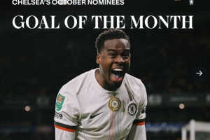 藍軍官方10月最佳進球候選：凱塞多重炮遠射，吉滕斯詭異弧線在列