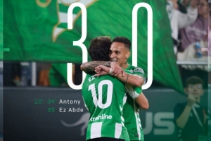 2射1傳主宰球場！安東尼當(dāng)選貝蒂斯vs馬洛卡全場最佳球員