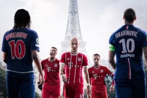 拜仁發(fā)布海報(bào)預(yù)熱歐冠vs巴黎：羅貝里、小豬出鏡，伊布、小羅在列