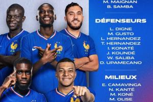 法國(guó)名單：姆巴佩領(lǐng)銜，坎特、薩利巴入選，登貝萊、瓊阿梅尼傷缺