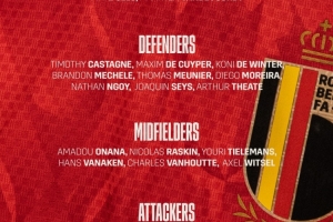 比利時大名單：庫爾圖瓦領(lǐng)銜，多庫、特羅薩德、薩勒馬科爾斯入選