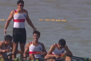 全運(yùn)會(huì)開幕式后首金出爐！江蘇隊(duì)在男子四人雙槳強(qiáng)勢奪金