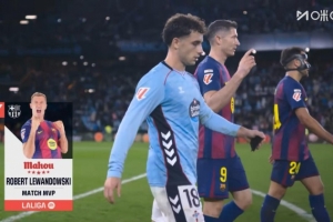 上演帽子戲法！西甲官方：萊萬當選塞爾塔vs巴薩的全場最佳