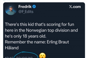 2018年記者報(bào)道挪威天才少年，哈蘭德社媒調(diào)侃：我記得這個(gè)名字