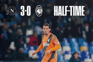 意甲聯(lián)賽上半場結束時3球領先，那不勒斯上次做到還是2022年10月