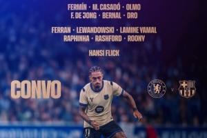 巴薩歐冠客戰(zhàn)切爾西名單：萊萬(wàn)、拉菲尼亞、亞馬爾在列