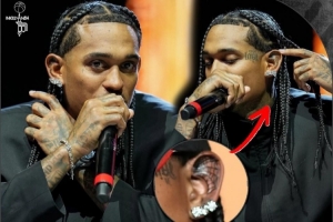 真沒地方紋了？克拉克森在兩只耳朵內(nèi)側(cè)分別紋了玫瑰和蜘蛛網(wǎng)