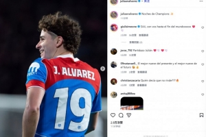 推射空門助馬競(jìng)險(xiǎn)勝！阿爾瓦雷斯社媒曬比賽照：歐冠之夜！